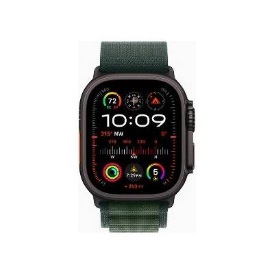 Apple Watch Ultra 2 GPS + Cellular 49mm, pouzdro z černého titanu, tmavě zelený alpský tah – L