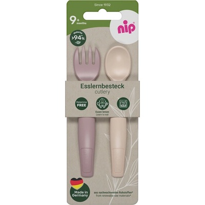 Nip NATURE line príbor 2 ks od 9m+ pink