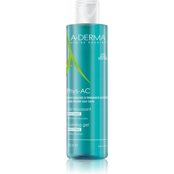 A-Derma Phys-AC čistící pěnivý gel pro problematickou pleť, akné Soap -Free - Physiological pH 200 ml
