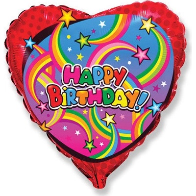 Balón fóliový 45 cm Happy Birthday hviezdy