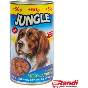 Jungle Кучешка храна Jungle с късчета месо от дивеч 1, 250кг