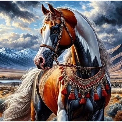 Norimpex - Puzzle Paint by numbers: Horse in Indian harness 40x50cm - 1 - 39 piese
