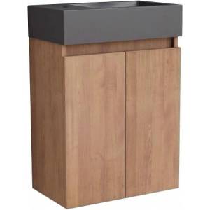 Inter Ceramic Конзолен шкаф за баня COMPACT 4242WOODEN К-КТ, Inter Ceramic, с умивалник, PVC, 60х42х25см (4242WOODEN)