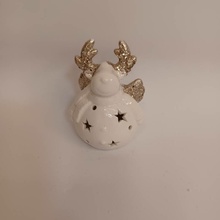 DECOLED Keramický sob, 7,3 x 6,5 x 9,3 cm, teplá biela, 2xLR44
