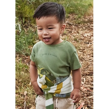 MAYORAL Тениска къс ръкав в зелено с цветна графика на животни за мини момче Майорал