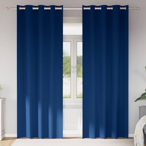 Pure Line Home Плътни завеси в цвят мастиленосин с метални халки, 2 бр. , 140 x 245 см
