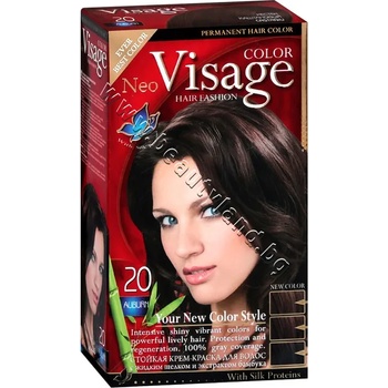 Боя за коса Visage Fashion Permanent Hair Color, 20 Auburn, p/n VI-206020 - Трайна крем-боя за коса, кестенява (VI-206020)