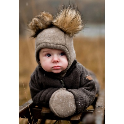 MIKK-LINE Merino kukla detská s brmbolcami Melange Denver