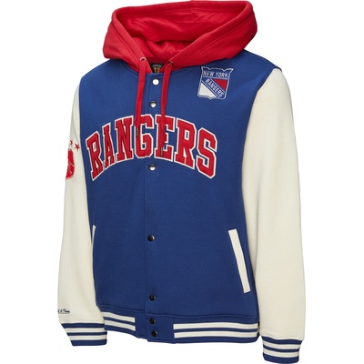 Mitchell & Ness Pánska mikina New York Rangers NHL Courtside Fleece Button Front Vintage Logo