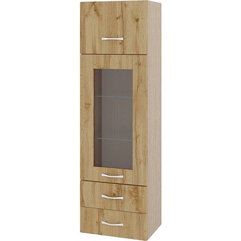 ИРИМ Колона над плот с витрина хоризонтална врата и две чекмеджета Сити МДД-101 мока / дъб дакота 40 см