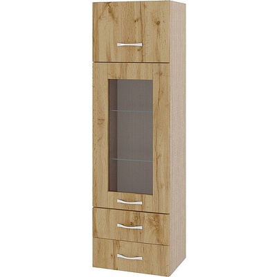 ИРИМ Колона над плот с витрина хоризонтална врата и две чекмеджета Сити МДД-101 мока / дъб дакота 40 см