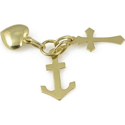 Zlatnictví Zlatíčko Zlatý přívěsek láska, víra, naděje srdce, křížek, kotva 000.00023