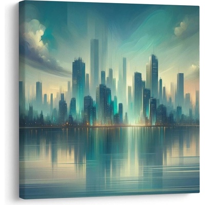 Obraz odraz města na hladině - 50x50