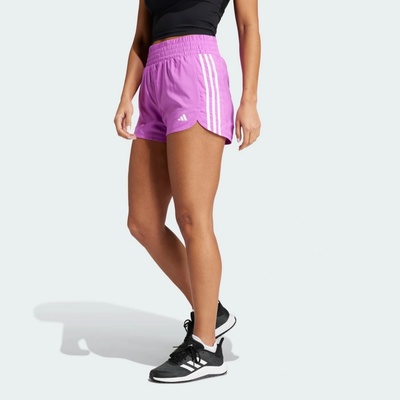 adidas Šortky Pacer Training 3-Stripes Woven High-Rise BÍLÁ FIALOVÁ