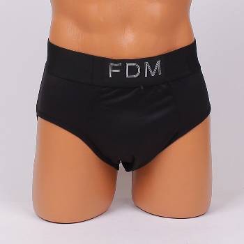 Image 1 of Макси слип в черен цвят с външен ластик и надпис