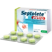 Septolete extra s príchuťou citrónu a bazového kvetu 3 mg/1 mg tvrdé pastilky pas.ord.16 x 3 mg/1 mg