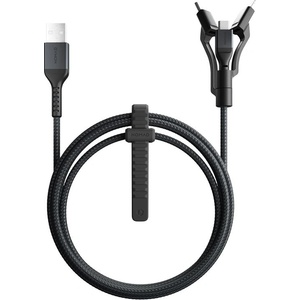 Nomad Kevlar USB-A to Universal Cable v2 - здрав кевларен кабел за устройства с Lightning, microUSB и USB-C порт (150 см) (черен)