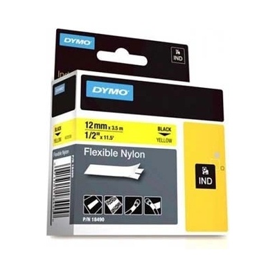 DYMO Rhino 18490, S0718080, 12mm x 3, 5m черен печат / жълт фон, оригинална лента (18490)