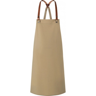 Karlowsky Pohodlná zástěra s popruhy přes ramena pro odlehčení při práci béžová Pantone 4268C 70x85cm KY054