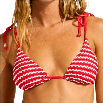Seafolly Дамско бикини горнище Seafolly Women's Mesh Effect Slide Tri Bikini top - Chilli Red / White - размер 40 (EU) (150-4261-0515)