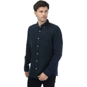 Gant Regular Fit Garment Dyed Linen Shirt - Navy