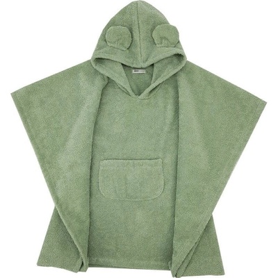 Eko Pončo bavlněné s kapucí a oušky Olive green 75 x 120 cm