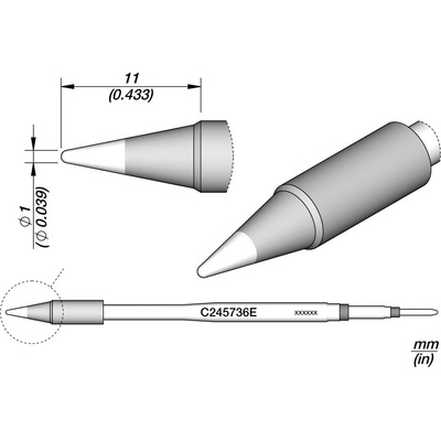 JBC C245736E – kuželový pájecí hrot Ø 1 mm E