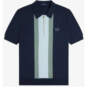 Fred Perry Блуза с яка Fred Perry Men's Vertical Stripe Zipped Short-Sleeve Polo Shirt - Dk Airforce 738