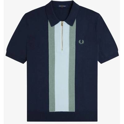 Fred Perry Блуза с яка Fred Perry Men's Vertical Stripe Zipped Short-Sleeve Polo Shirt - Dk Airforce 738