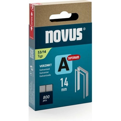 Novus | Spony A typ 53 pro ruční, elektrické a pneumatické sponkovačky Délky: 14 mm, Velikost balení: 800 ks