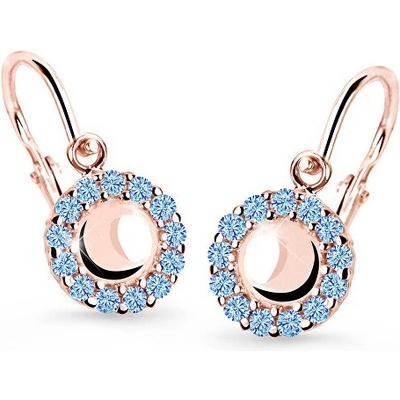 Cutie Jewellery detské náušnice z ružového zlata C2750-10-X-4 svetlo modrá