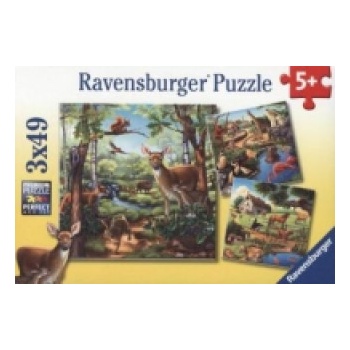 Ravensburger Verlag Ravensburger Kinderpuzzle - 09265 Wald-/Zoo-/Haustiere - Puzzle für Kinder ab 5 Jahren, mit 3x49 Teilen