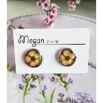 Meganflo Мини обеци бяла върбинка на червен фон