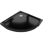Mexen Flat полукръгъл плосък душ-корито 70 x 70 см, черен, сифон златен - 41707070G (41707070G)