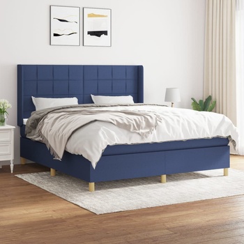 vidaXL Боксспринг легло с матрак, синьо, 160x200 см, плат (3132007)