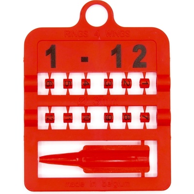 E-Z Split Ring Kroužky číselné, 2,5 mm/ červené 1-12