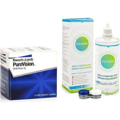 Bausch & Lomb PureVision 6 čoček + Solunate Multi-Purpose 400 ml s pouzdrem