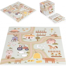 EcoToys Veľká podložka puzzle z EVA peny pre deti Farma 90,5x90,5 cm 21 ks