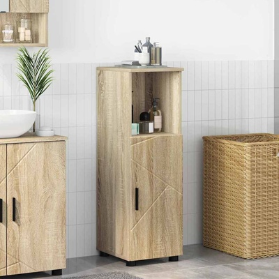 vidaXL Шкаф за баня Сонома дъб 30 x 35 x 95 см Инженерно дърво & Метал (883316)