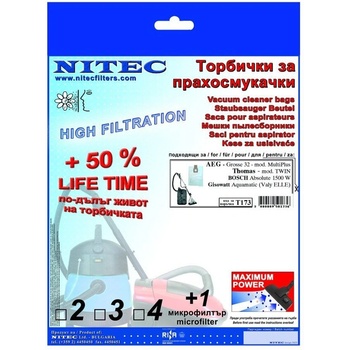 NITEK Торбички за прахосмукачки - код Т173 aeg, bosch, gisowatt, thomas (Т173)