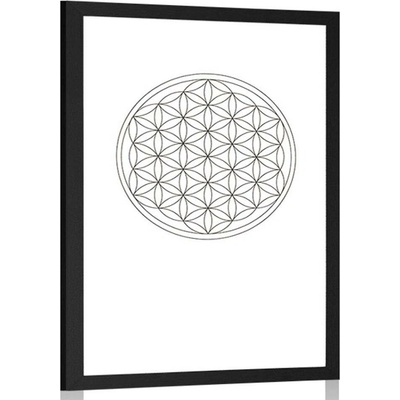 Plakát s paspartou černobílá Mandala - 30x45 no frame