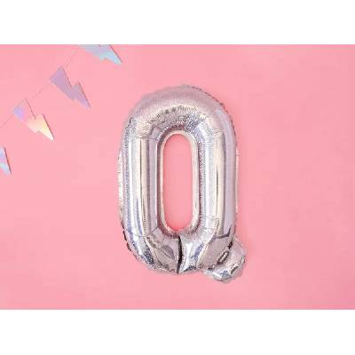 PartyDeco Fóliový balónek Mini Písmeno Q 35 cm holografický