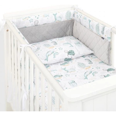 Mamo Tato Mantinel s povlečením 3D sada Minky Oceán zelená/šedá/bílá 135 x 100 cm – Zbozi.Blesk.cz