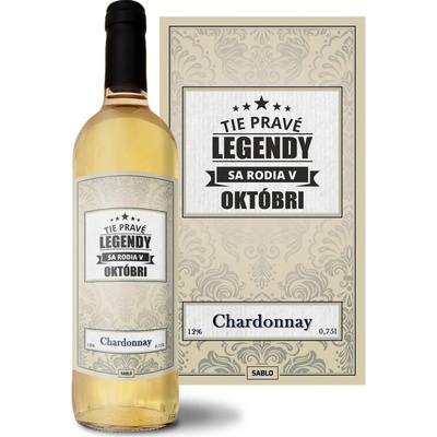 Sablio Tie pravé legendy sa rodia v októbri Chardonnay biele suché víno 12 % 0,75 l (čistá fľaša)