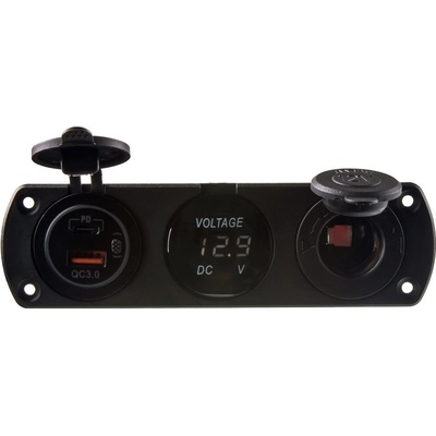 Trojitá zásuvka do panelu CL, Voltmetr, 2x USB nabíječka QC3.0/PD (34695.2) | Zboží Auto