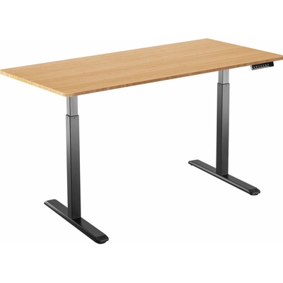 AlzaErgo Table ET2 černý + deska 140×80 cm bambusová zaoblená