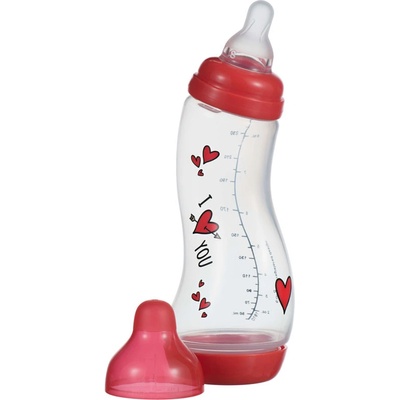 Difrax kojenecká S lahvička I Love antikoliková červená 250ml
