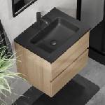 Bath Deluxe Шкаф за баня с умивалник kenwood 61 см дъб/черно (setbt0096a)