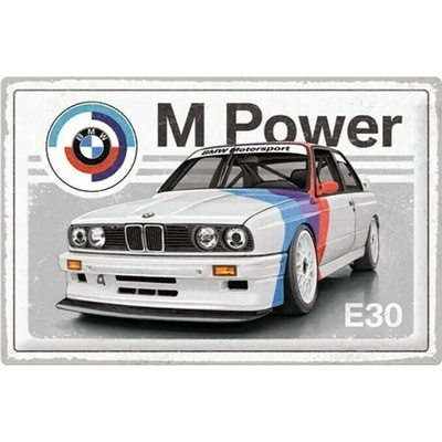 Plechová cedule BMW Motorsport - M Power E30, 30 x 40 cm