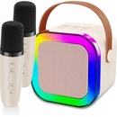 MINI PRZENOŚNY GŁOŚNIK KARAOKE RGB SET DVA MIKROFONY BLUETOOTH USB KABEL